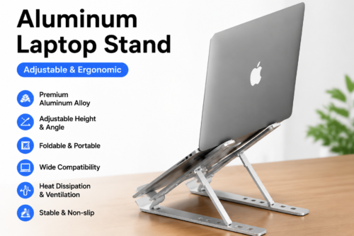 Aluminum Laptop Stand for Desk, Adjustable Ergonomic Computer Stand
